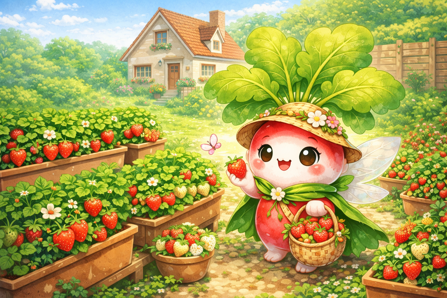 苺狩りをしているラディ