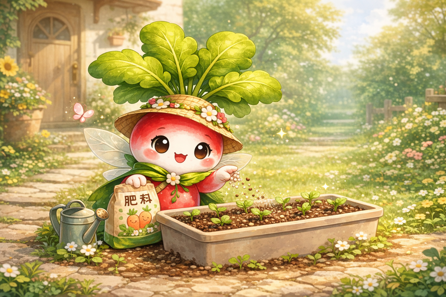 肥料をあげてるラディ